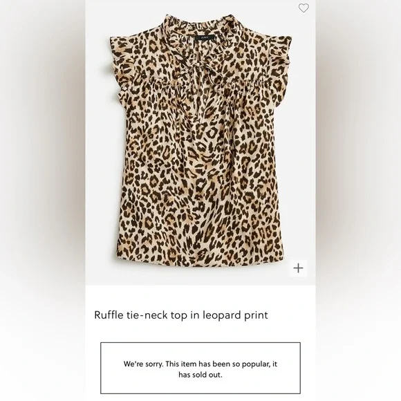 NEW / J.Crew Ruffle tie-neck top in leopard print - Picture 1 of 4